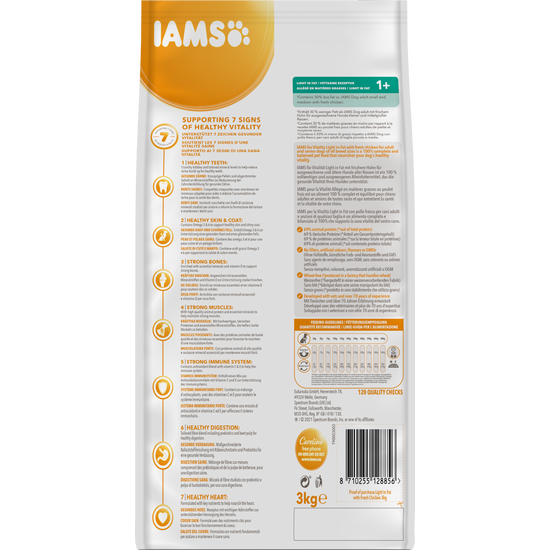 IAMS for Vitality Light zsírszegény száraztáp felnőtt kutyák számára friss csirkehússal 3Kg