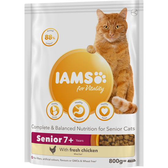 IAMS for Vitality száraz macskatáp idős macskáknak friss csirkével 800g