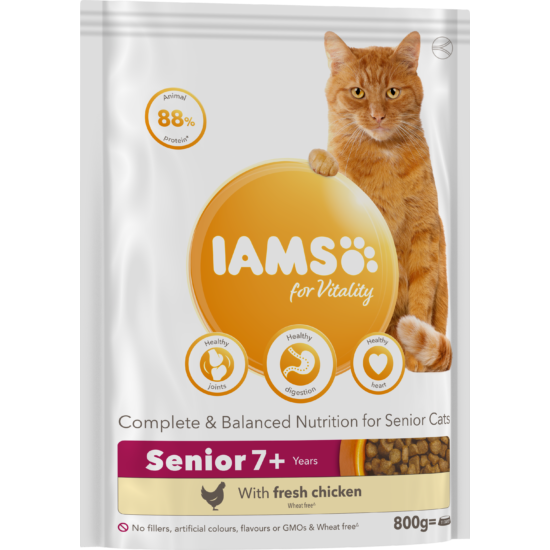 IAMS for Vitality száraz macskatáp idős macskáknak friss csirkével 800g