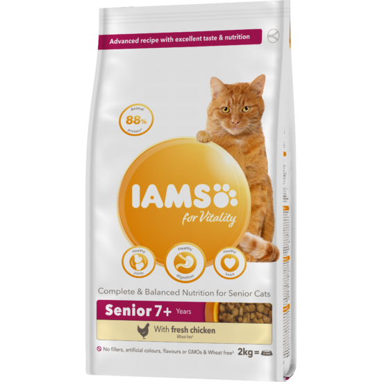 IAMS for Vitality száraz macskatáp idős macskáknak friss csirkével 2Kg