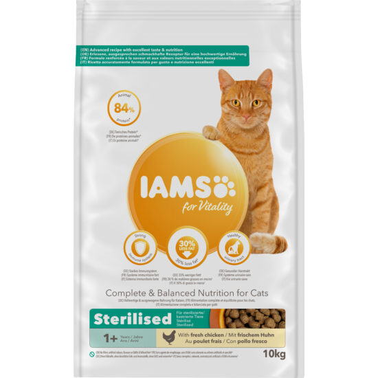 IAMS for Vitality zsírszegény macskatáp ivartalanított macskáknak friss csirkével 10Kg