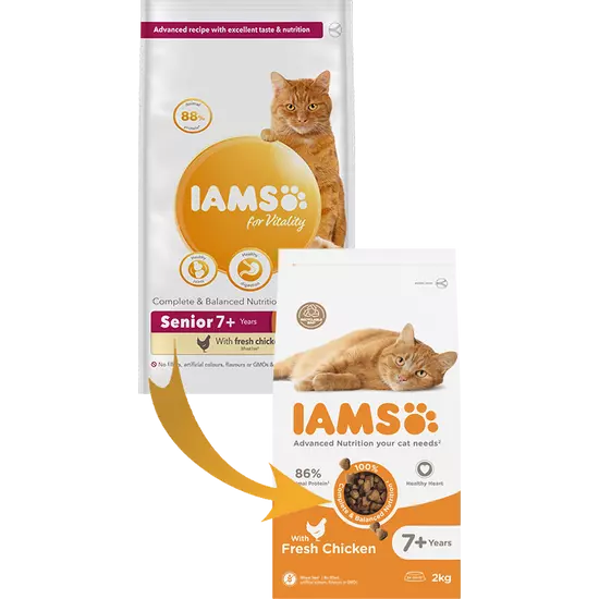 IAMS Advanced Nutrition száraz macskatáp idős macskáknak friss csirkével 2Kg